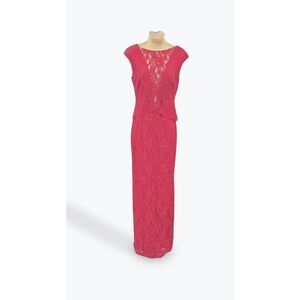 Ralph Lauren Evening Gown Red Lace Maxi Dress‎ Sleeveless Size 2 Formal